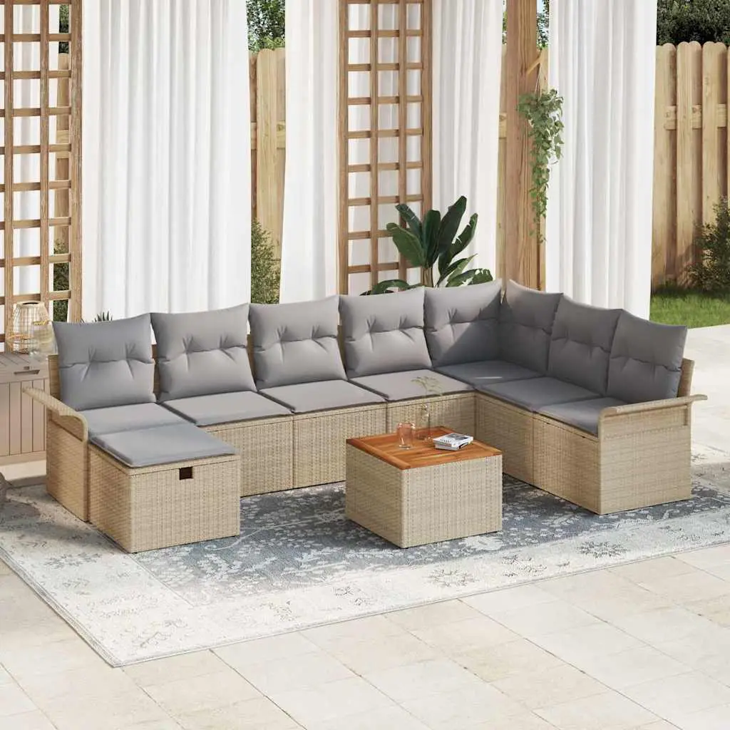 Ensemble de canapés 8 places avec coffres de rangement en poly rotin Beige – ComfortXL Outdoor Living