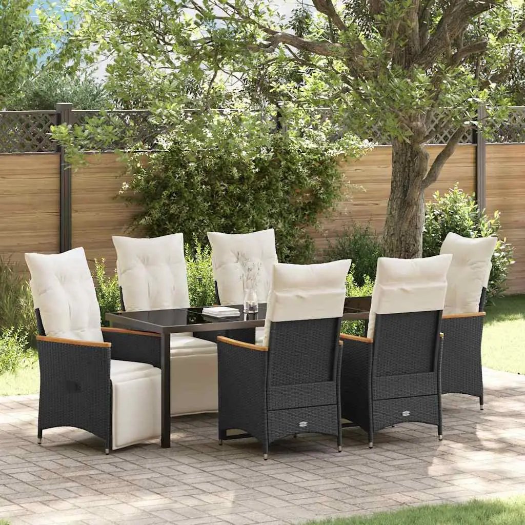 Ensemble de salle à manger pour jardin 7 pcs Noir polyrotin vidaXL 3379616