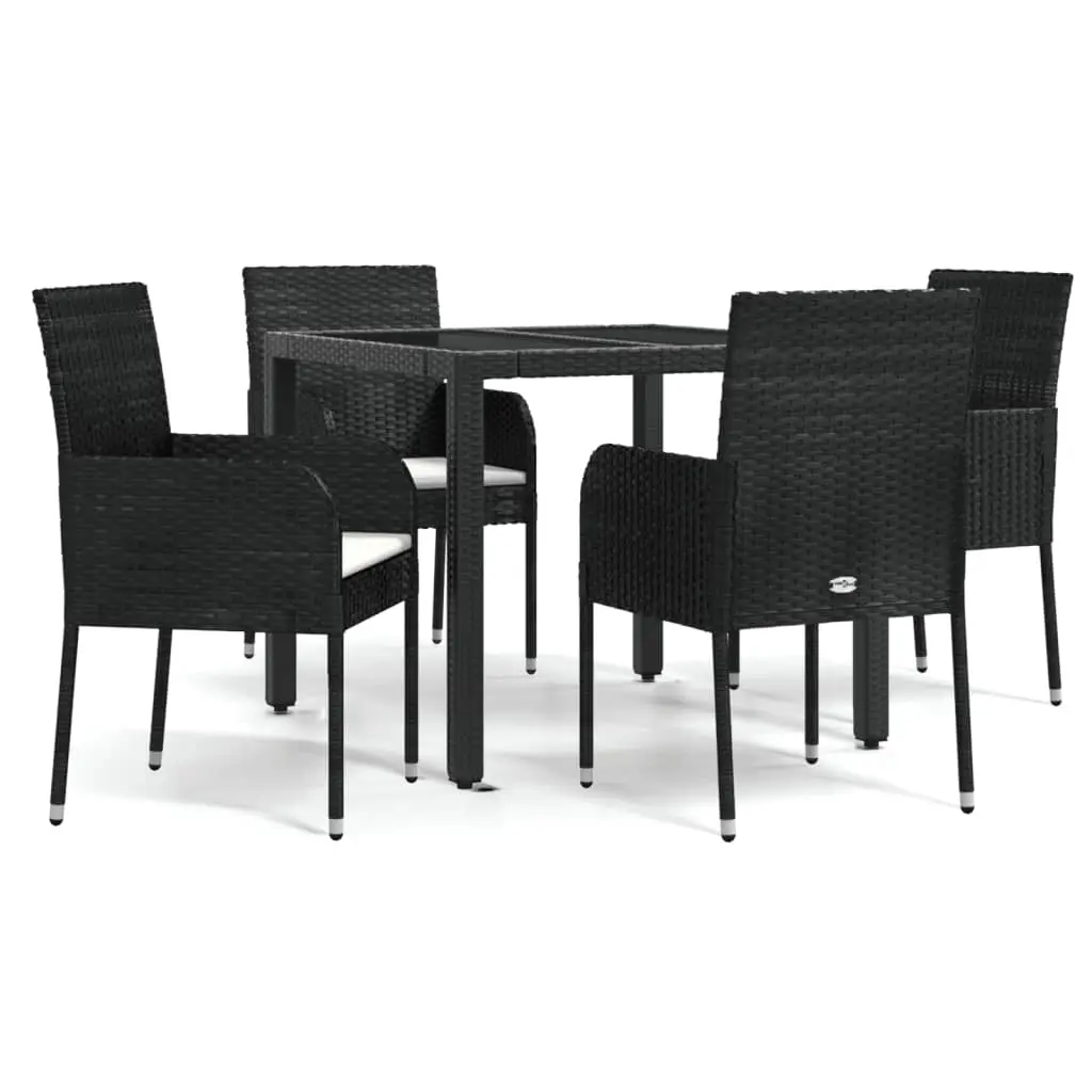 Ensemble de 5 pcs table de jardin et chaises avec coussins – mobilier de jardin Noir Résine tressée-JU2531