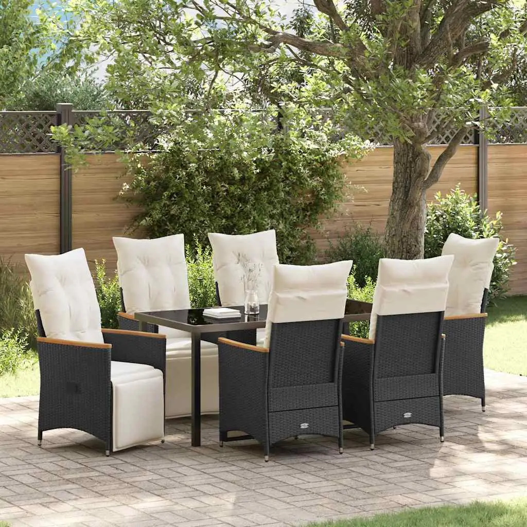 Ensemble de salle à manger pour jardin 7 pcs Noir polyrotin vidaXL 3379615
