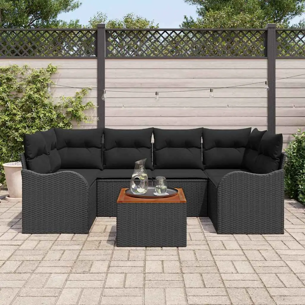 Ensemble de canapé de jardin avec stockage 7 pcs Noir polyrotin vidaXL 3356077
