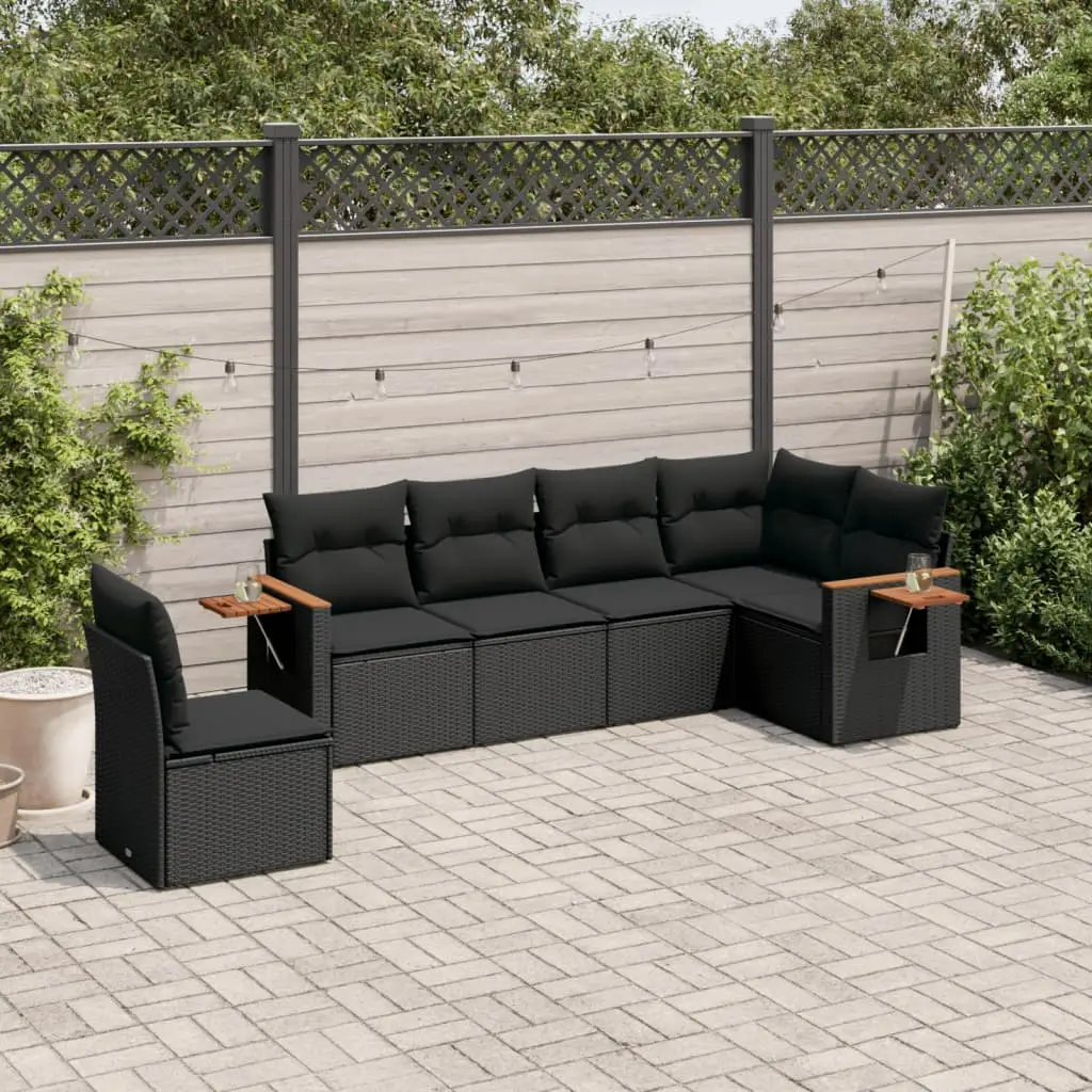 Ensemble de Jardin Modulaire 6 pcs Résine Tressée avec Coffres de Rangement Intégrés Noir – ComfortXL Outdoor Living