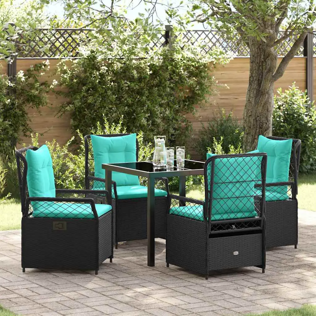 Ensemble de salle à manger pour jardin 5 pcs Noir polyrotin vidaXL 3381059
