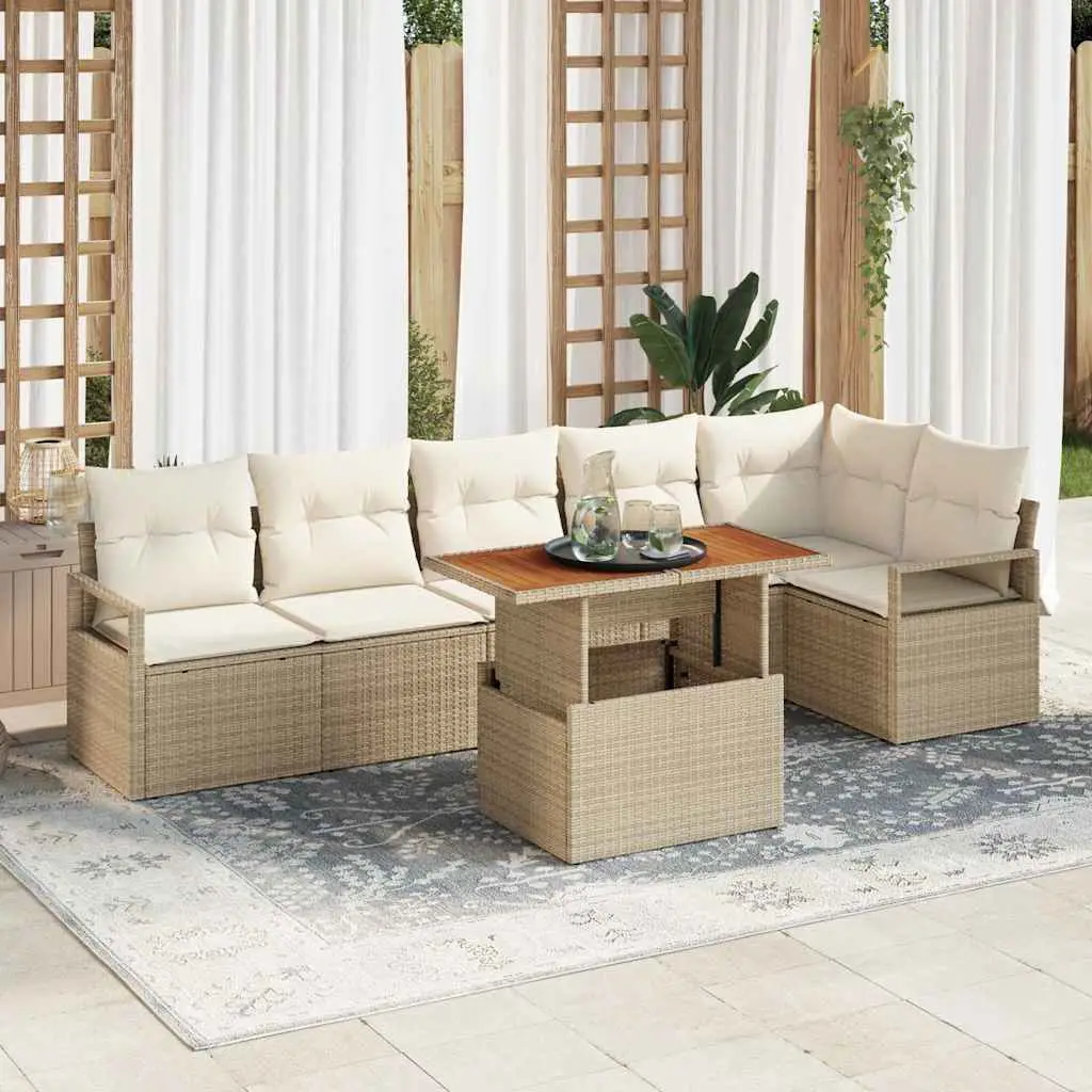 Ensemble de salle à manger pour jardin 7 pcs Beige et crème vidaXL 3349721 beige et crème