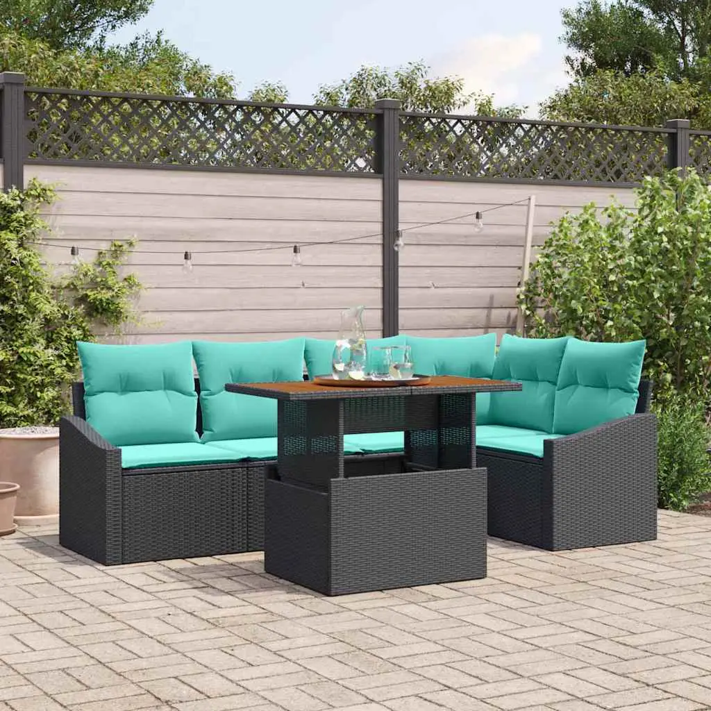 Ensemble de salle à manger pour jardin 6 pcs Noir et Sarcelle vidaXL 3349843