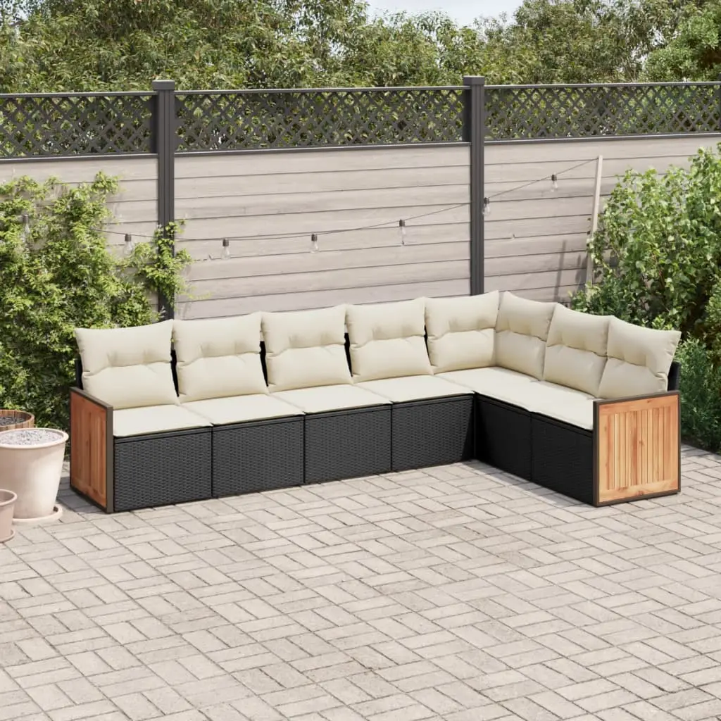 Ensemble de jardin 7 places modulable en résine tressée noire avec rangement – ComfortXL Outdoor Living
