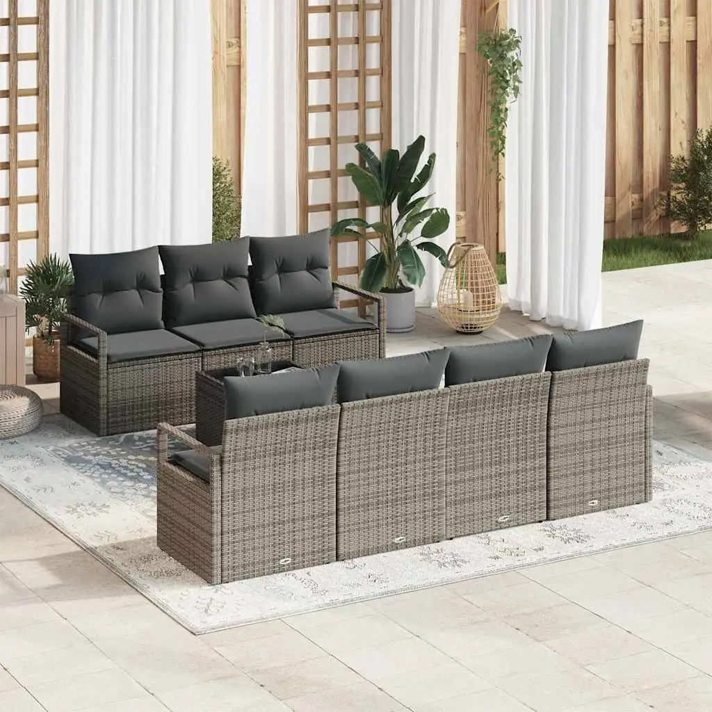 Ensemble de Canapés avec coussin 8 pcs Gris polyrotin vidaXL 3346289