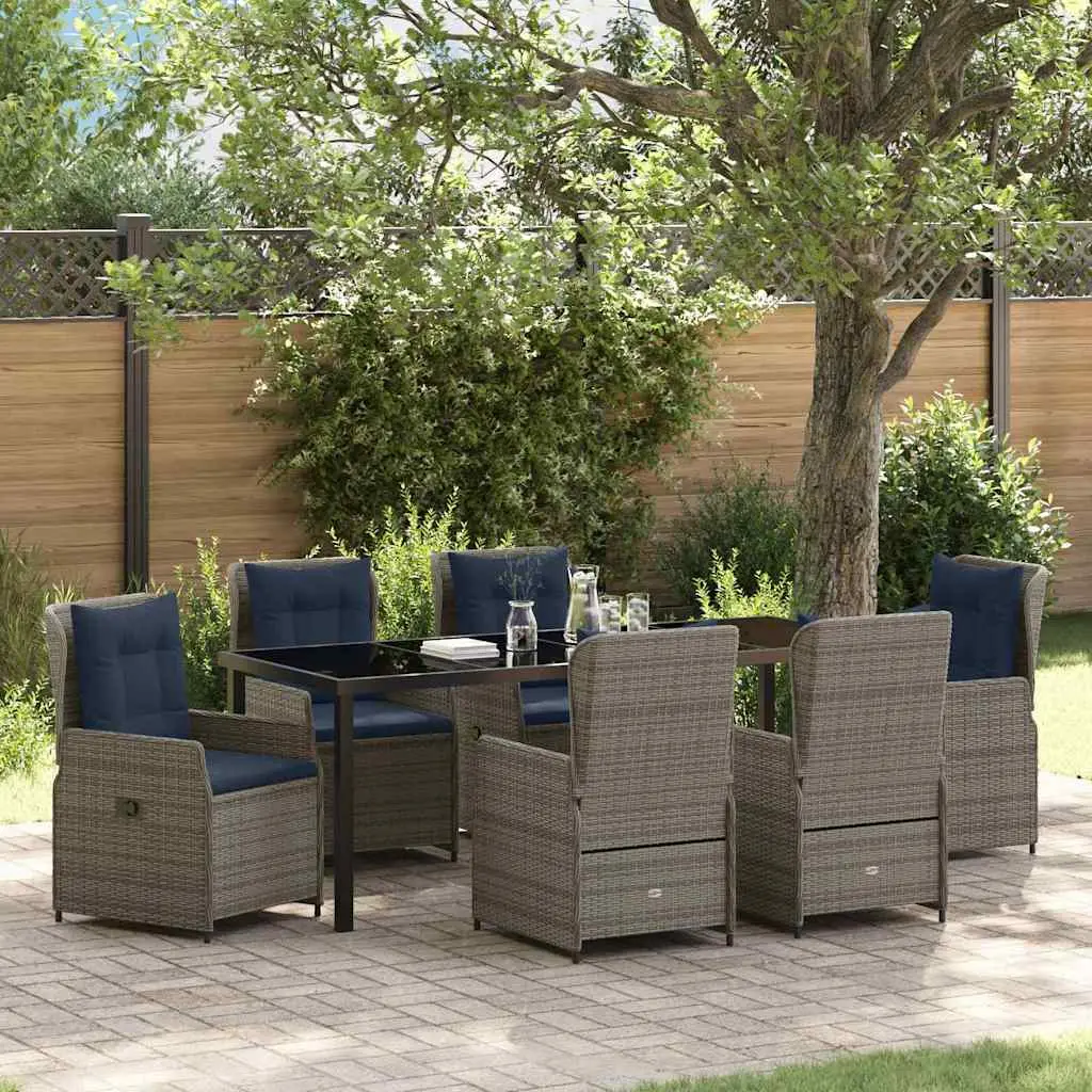 Ensemble de salle à manger pour jardin 7 pcs Gris Poly rotin vidaXL 3381035