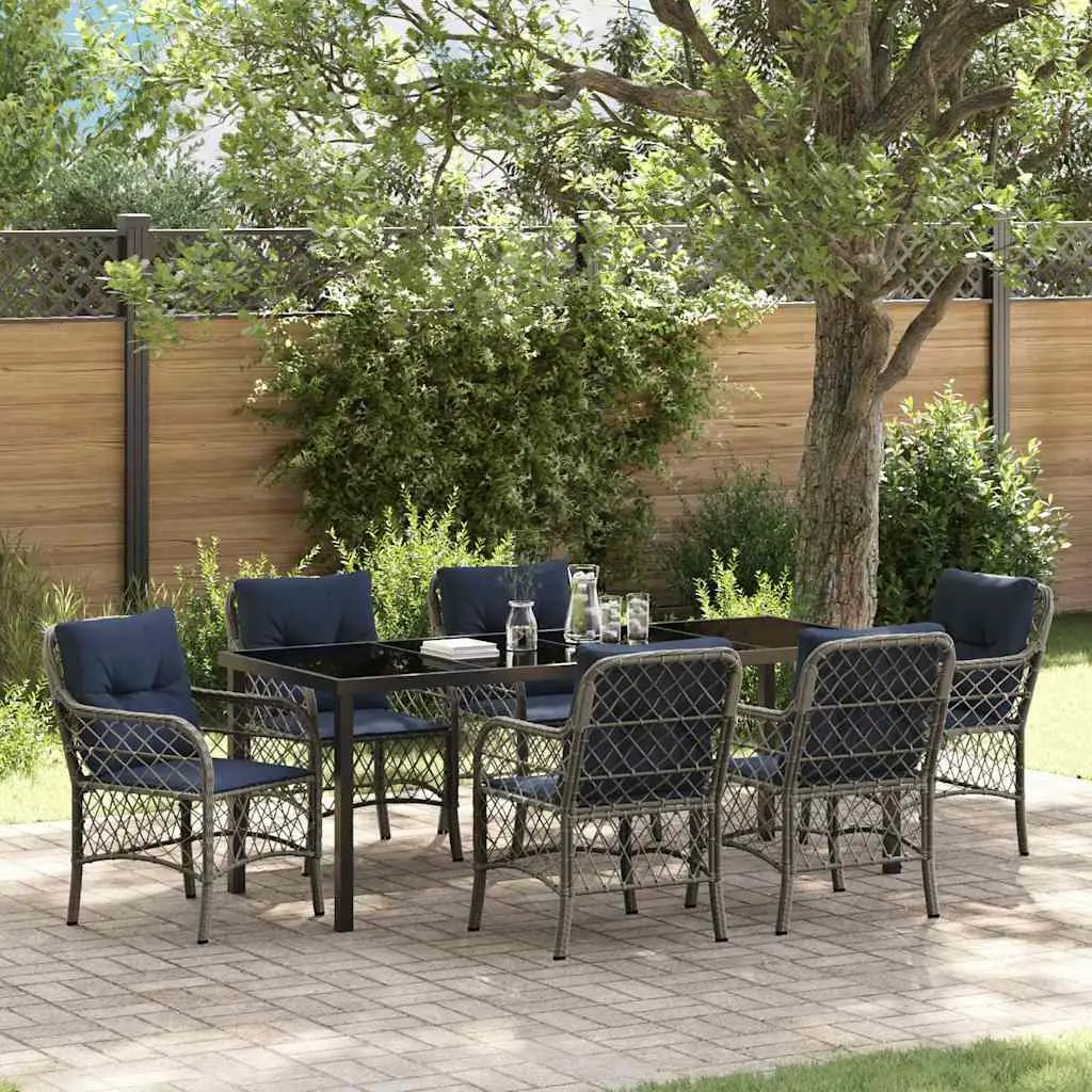 Ensemble de salle à manger pour jardin 7 pcs Gris et Noir Rotin vidaXL 3380251