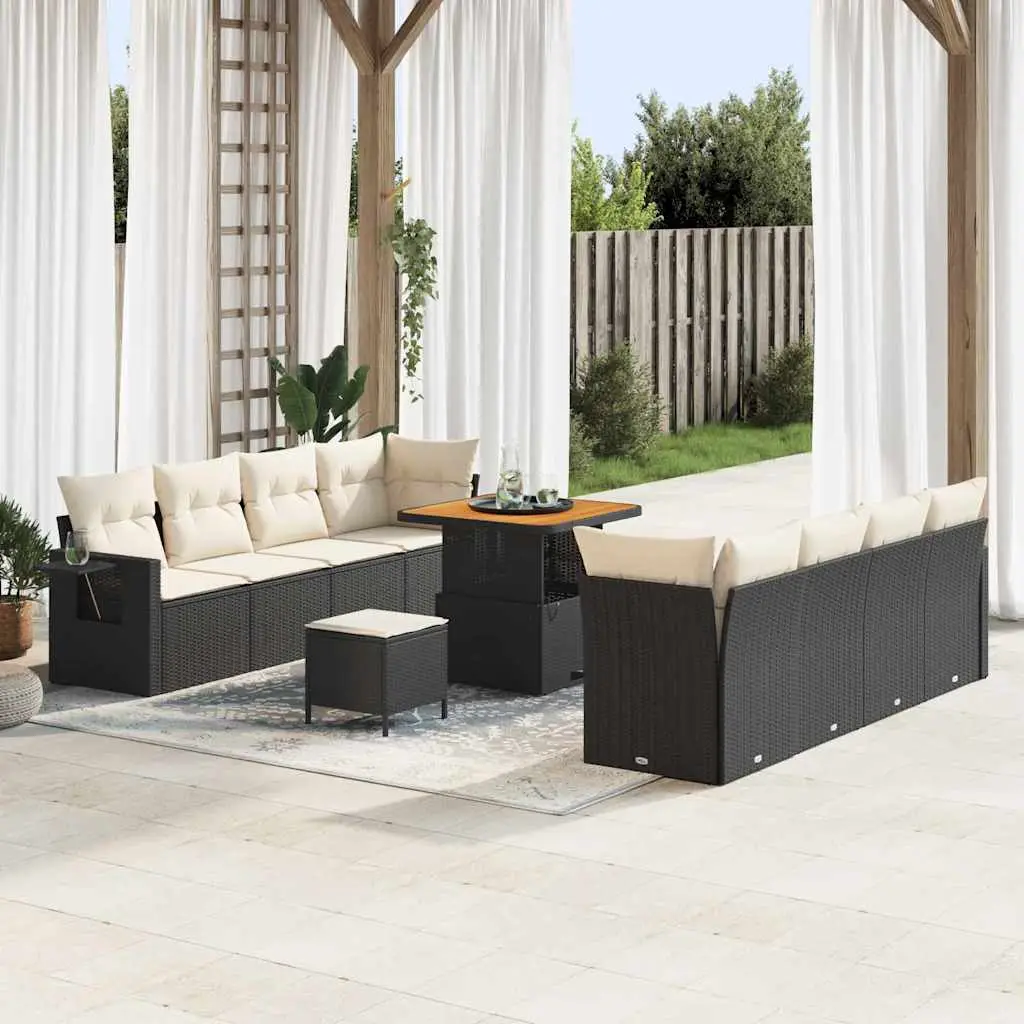Ensemble canapé de jardin 8 places modulable avec rangement intégré Noir – ComfortXL Outdoor Living
