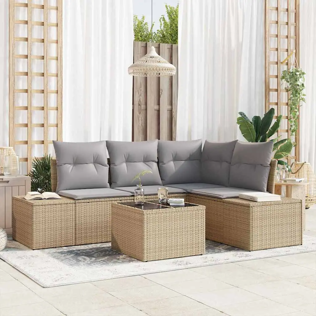 Ensemble de canapé de jardin Beige et Gris clair polyrotin vidaXL 3355719