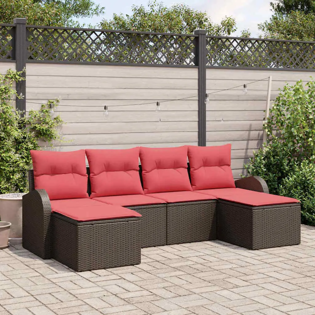 Ensemble de Canapés 6 pcs Marron et rouge polyrotin vidaXL 3354823