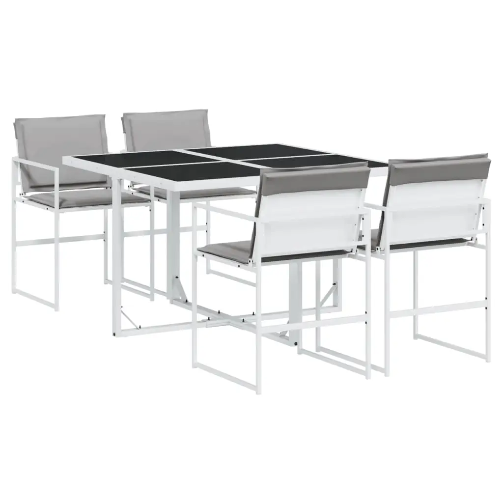Ensemble de 5 pcs table de jardin et chaises avec coussins – mobilier de jardin blanc textilène-JU3059