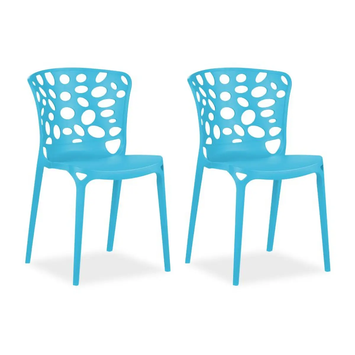 Ensemble de 2 Chaises de Jardin Bleues Élégantes et Confortables