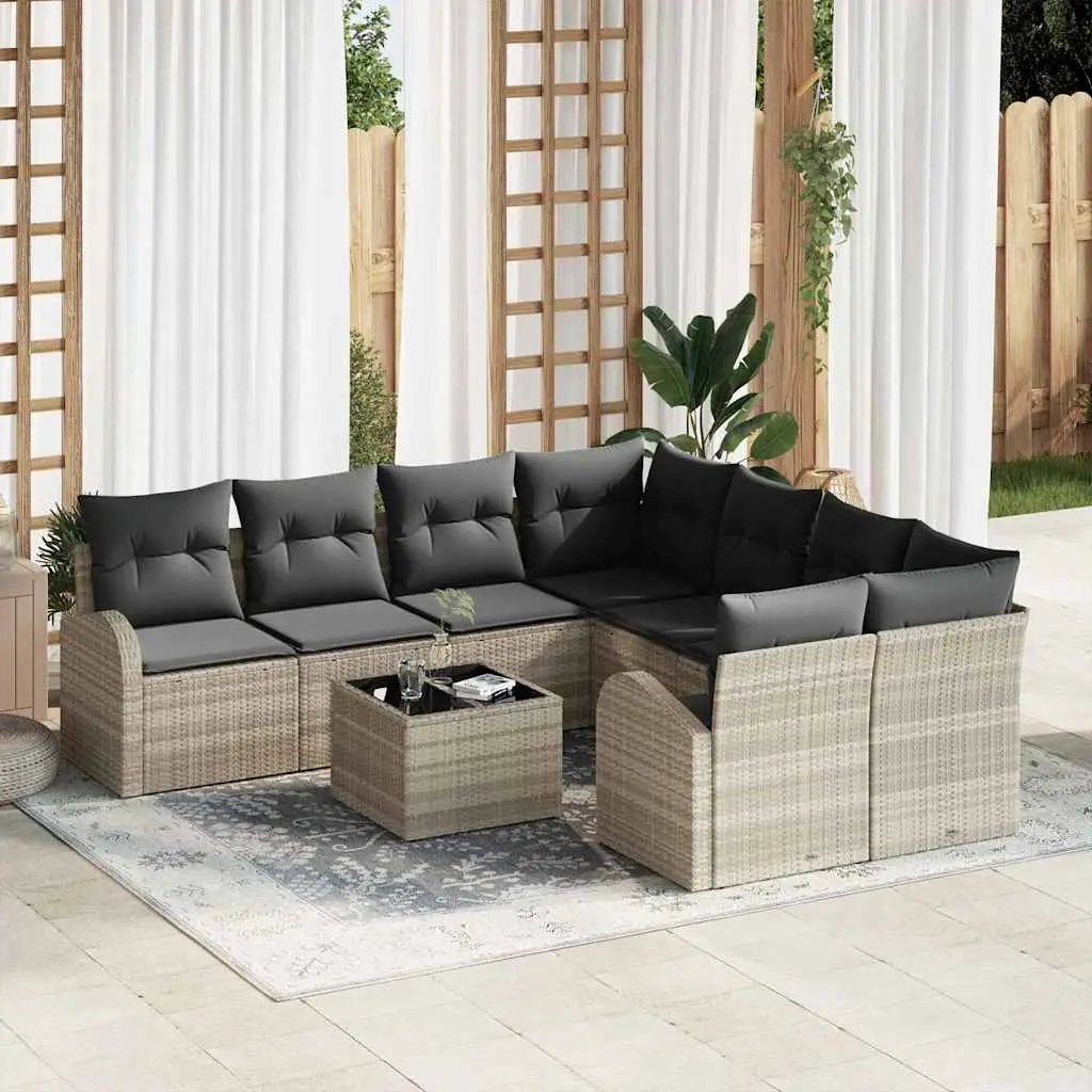 Ensemble de Canapés 9 pcs Gris clair et gris foncé polyrotin vidaXL 3354651