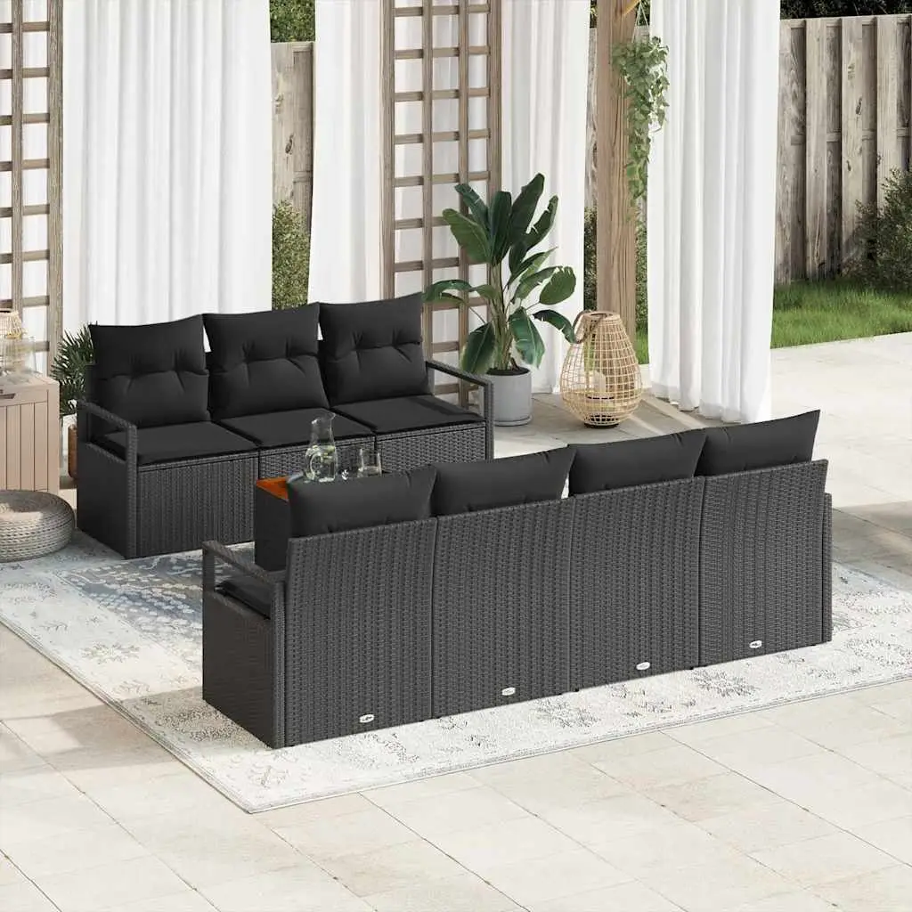 Ensemble de canapé de jardin avec stockage 8 pcs Noir polyrotin vidaXL 3356336