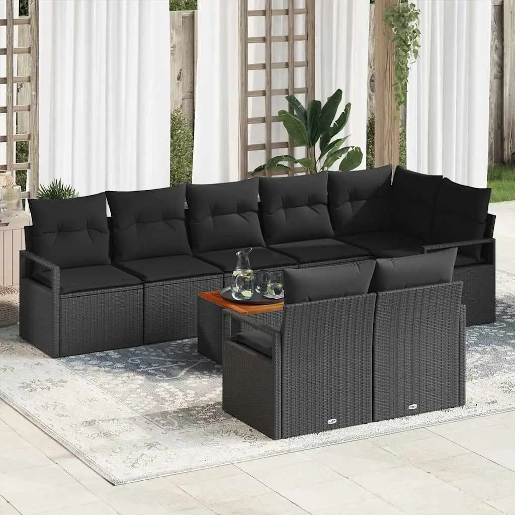 Ensemble de canapé de jardin avec stockage 9 pcs Noir polyrotin vidaXL 3356392