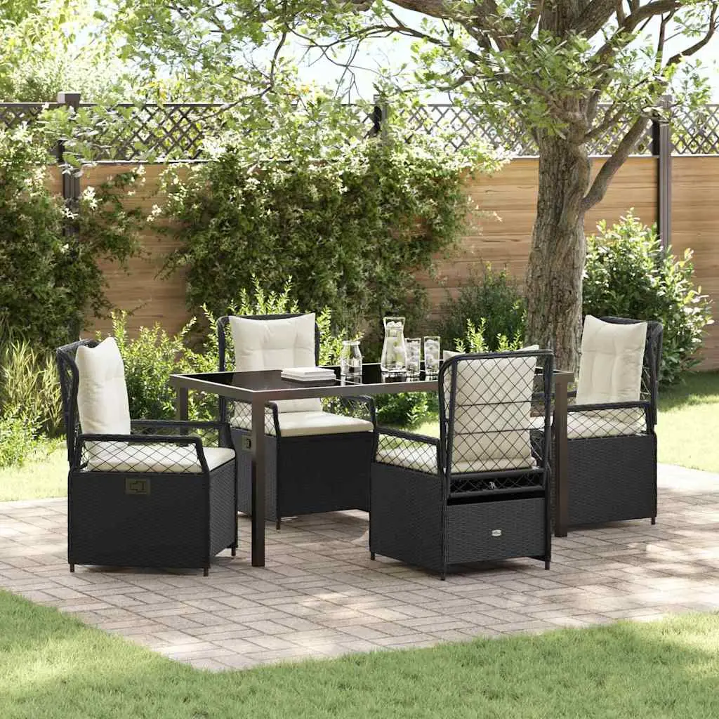 Ensemble de salle à manger pour jardin 5 pcs Noir polyrotin vidaXL 3380984