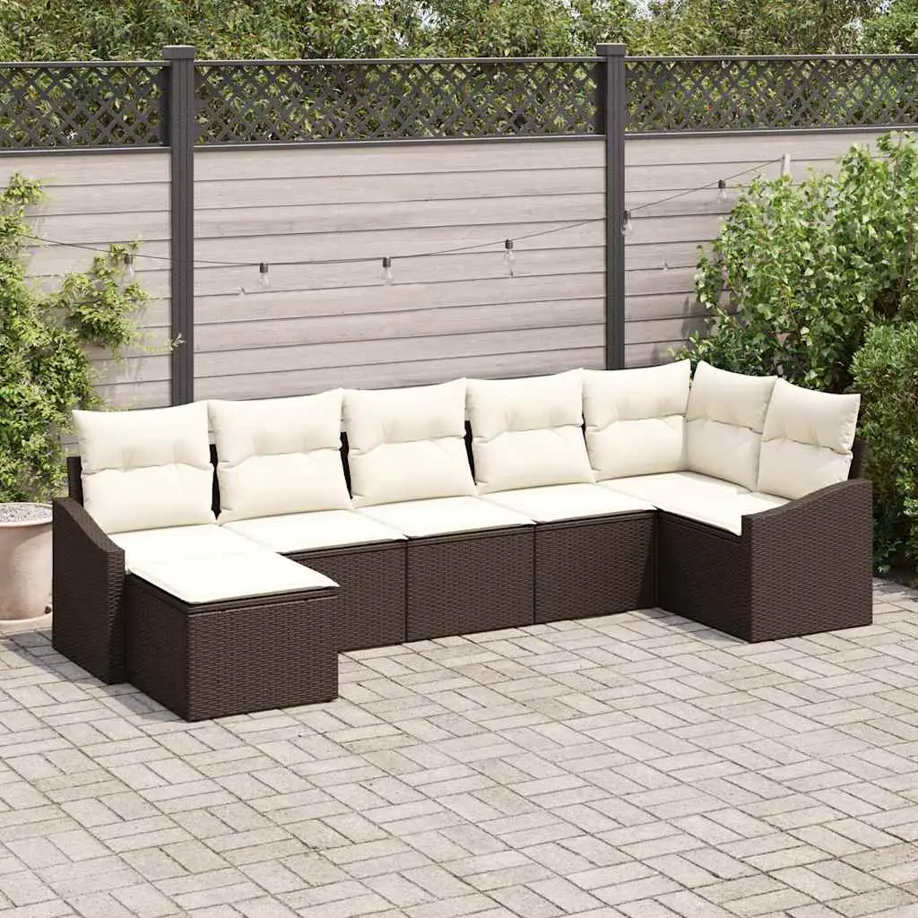 Ensemble de Canapés avec coussin 7 pcs Marron polyrotin vidaXL 3346808