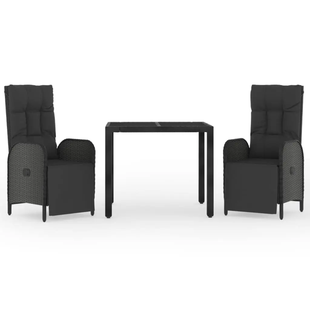 Ensemble de 3 pcs table de jardin et chaises avec coussins – mobilier de jardin Noir-JU2946