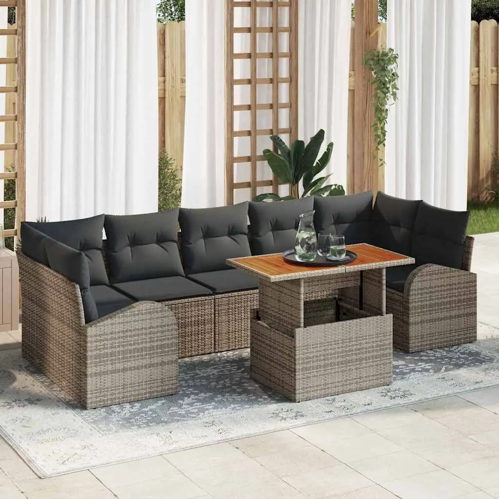 Ensemble de jardin 8 places en Poly rotin modulable avec rangement Gris – ComfortXL Outdoor Living