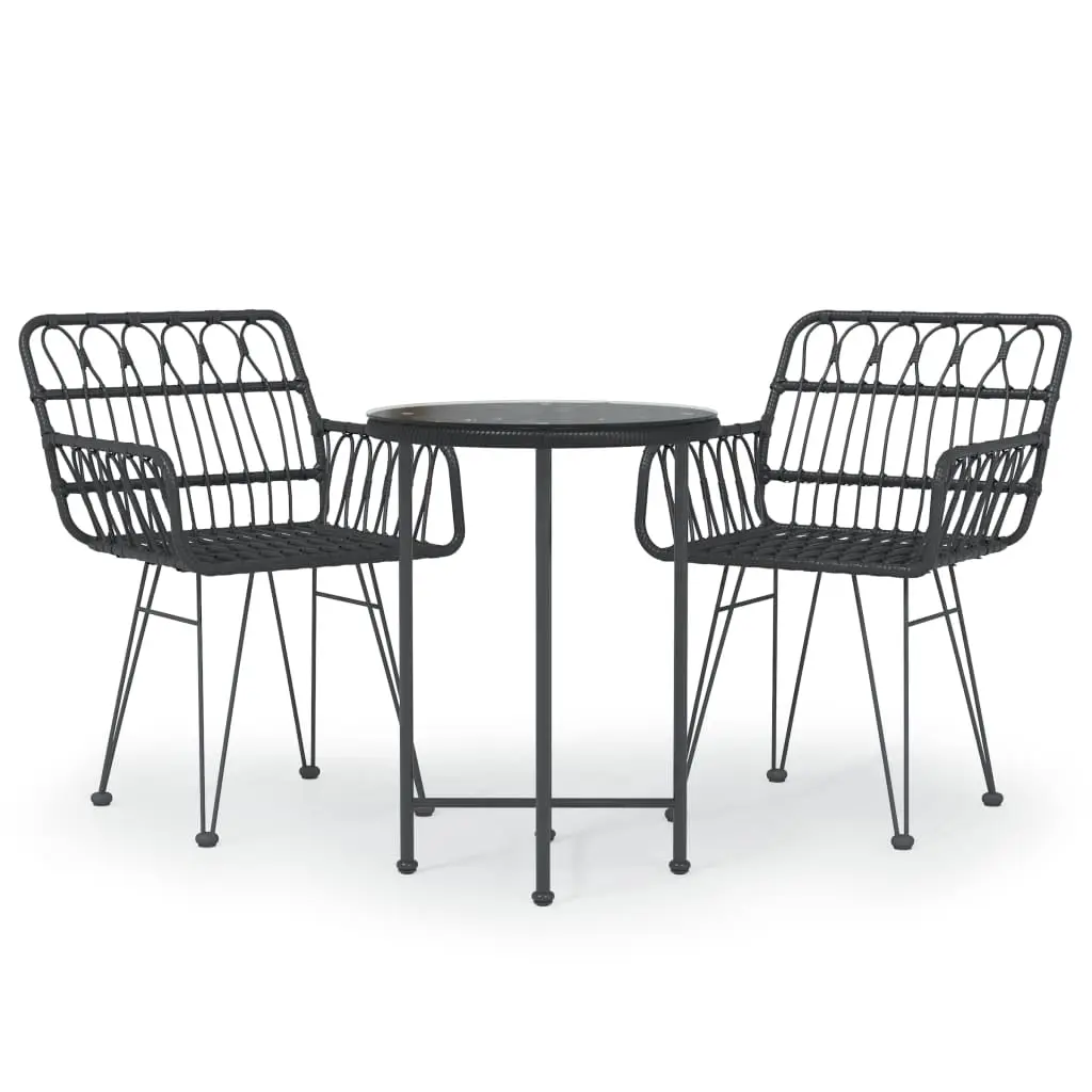 Ensemble de 3 pcs table de jardin avec chaises – mobilier de jardin Noir Résine tressée-JU2520