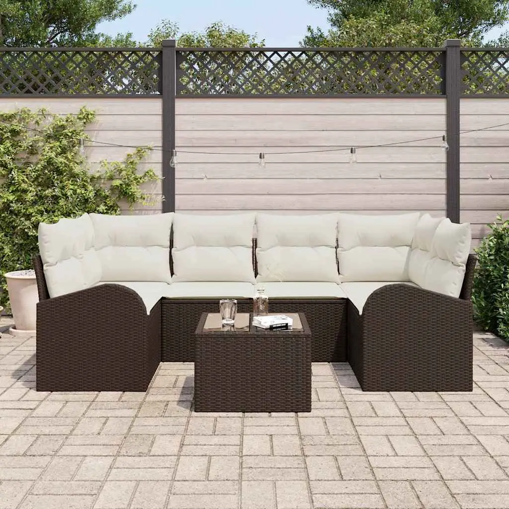 Ensemble Canapé Modulable 7 Éléments Résine Tressée Marron Confort Optimal – ComfortXL Outdoor Living