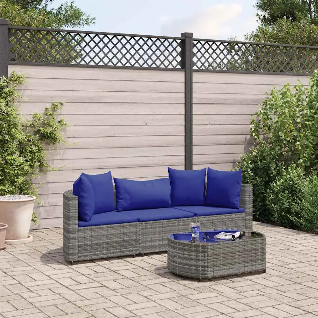 Ensemble canapés de jardin 4 pcs modulables en résine tressée et acier Gris – ComfortXL Outdoor Living