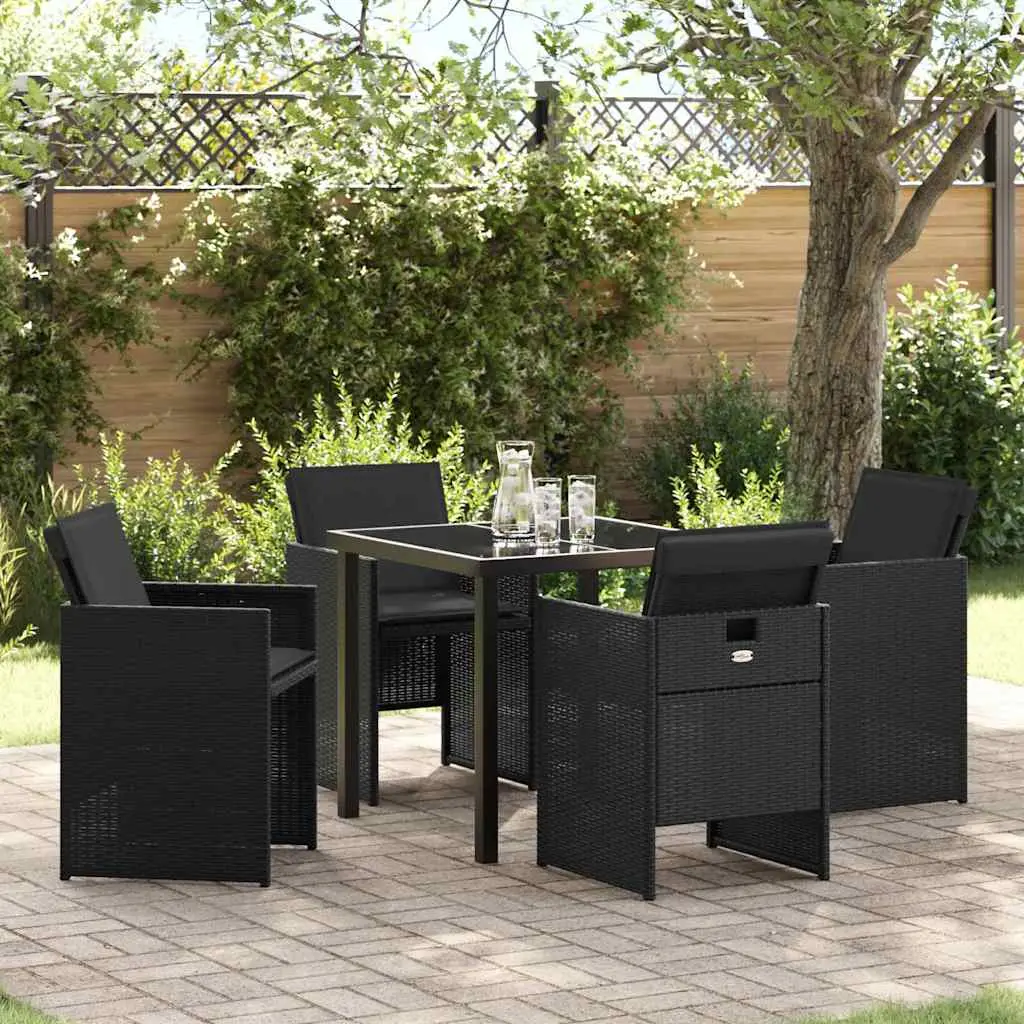 Ensemble de salle à manger pour jardin 5 pcs Noir polyrotin vidaXL 3380593
