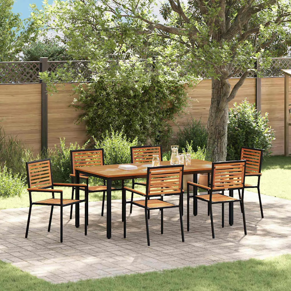 Ensemble de salle à manger pour jardin 7 pcs Noir et Marron vidaXL 3365502