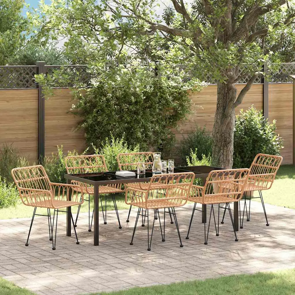 Ensemble de salle à manger pour jardin 7 pcs Marron vidaXL 3379182