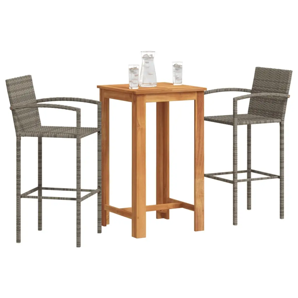 Ensemble de bar de jardin 3 pcs gris bois massif acacia rotin vidaXL 3295274