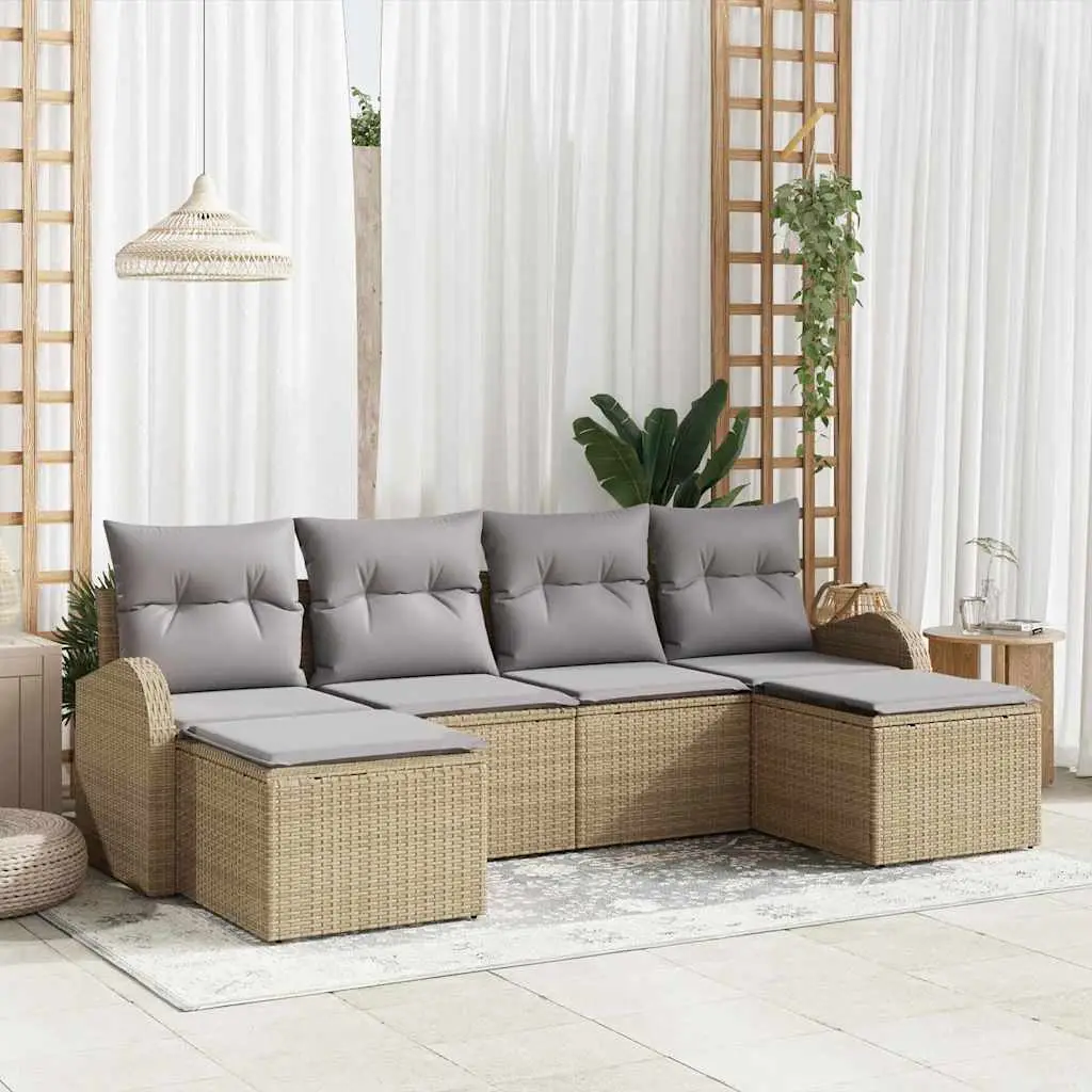 Ensemble de Canapés 6 pcs Beige et gris clair polyrotin vidaXL 3354819