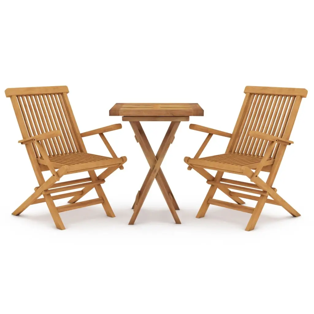 Ensemble de 3 pcs table de jardin avec chaises – mobilier de jardin Bois de teck massif Brun