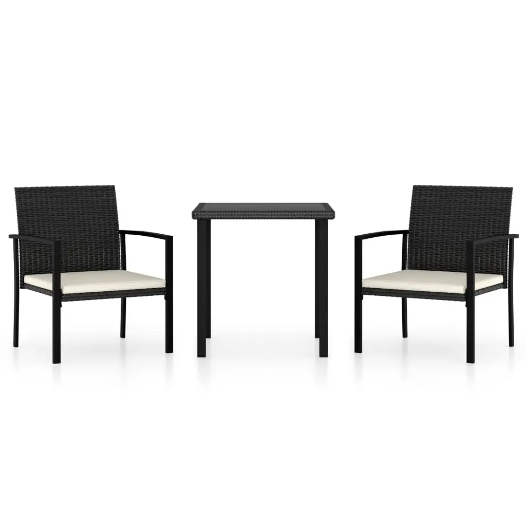 Ensemble de 3 pcs table de jardin avec chaises – mobilier de jardin Résine tressée Noir-JU2335