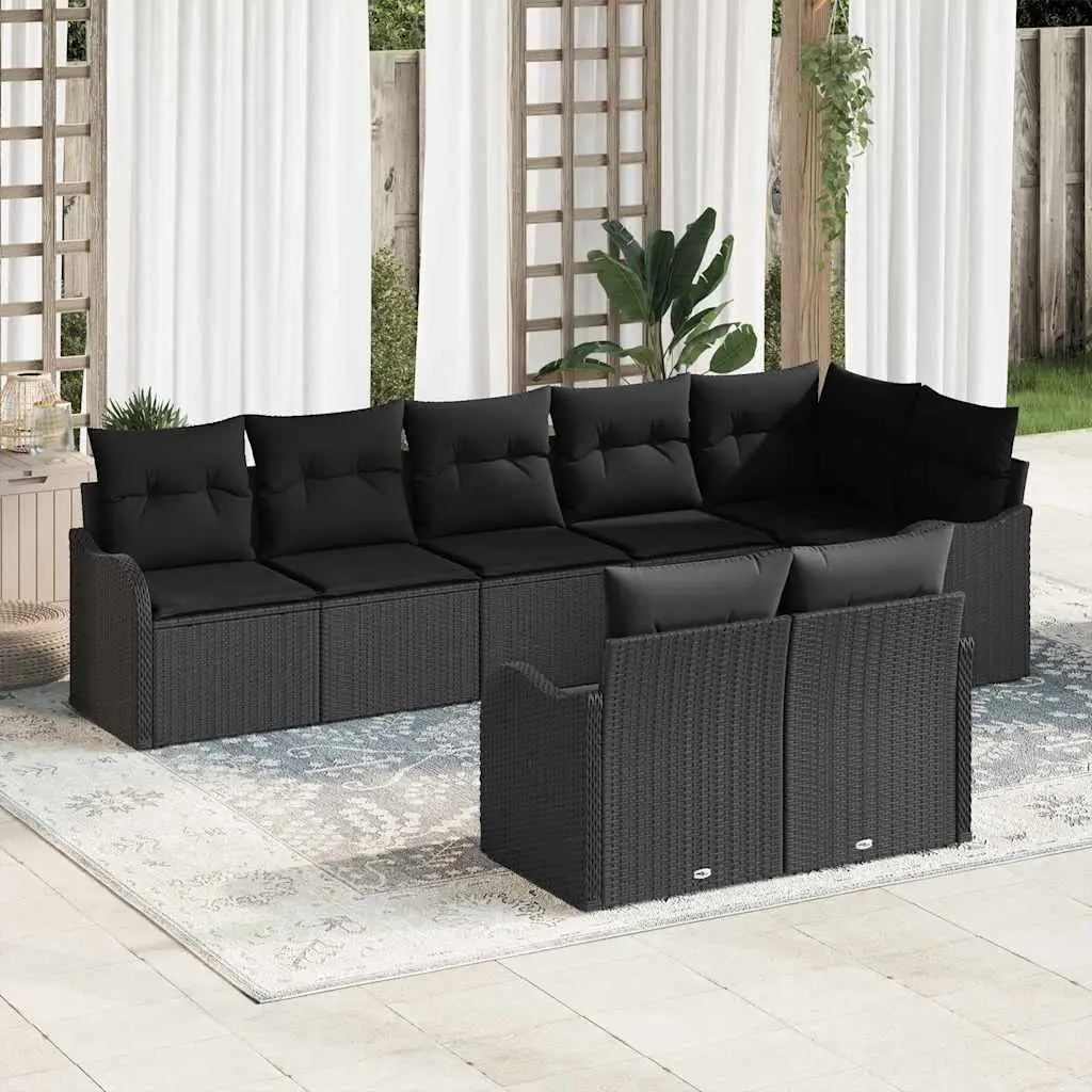 Ensemble de canapé de jardin avec stockage 8 pcs Noir polyrotin vidaXL 3354422