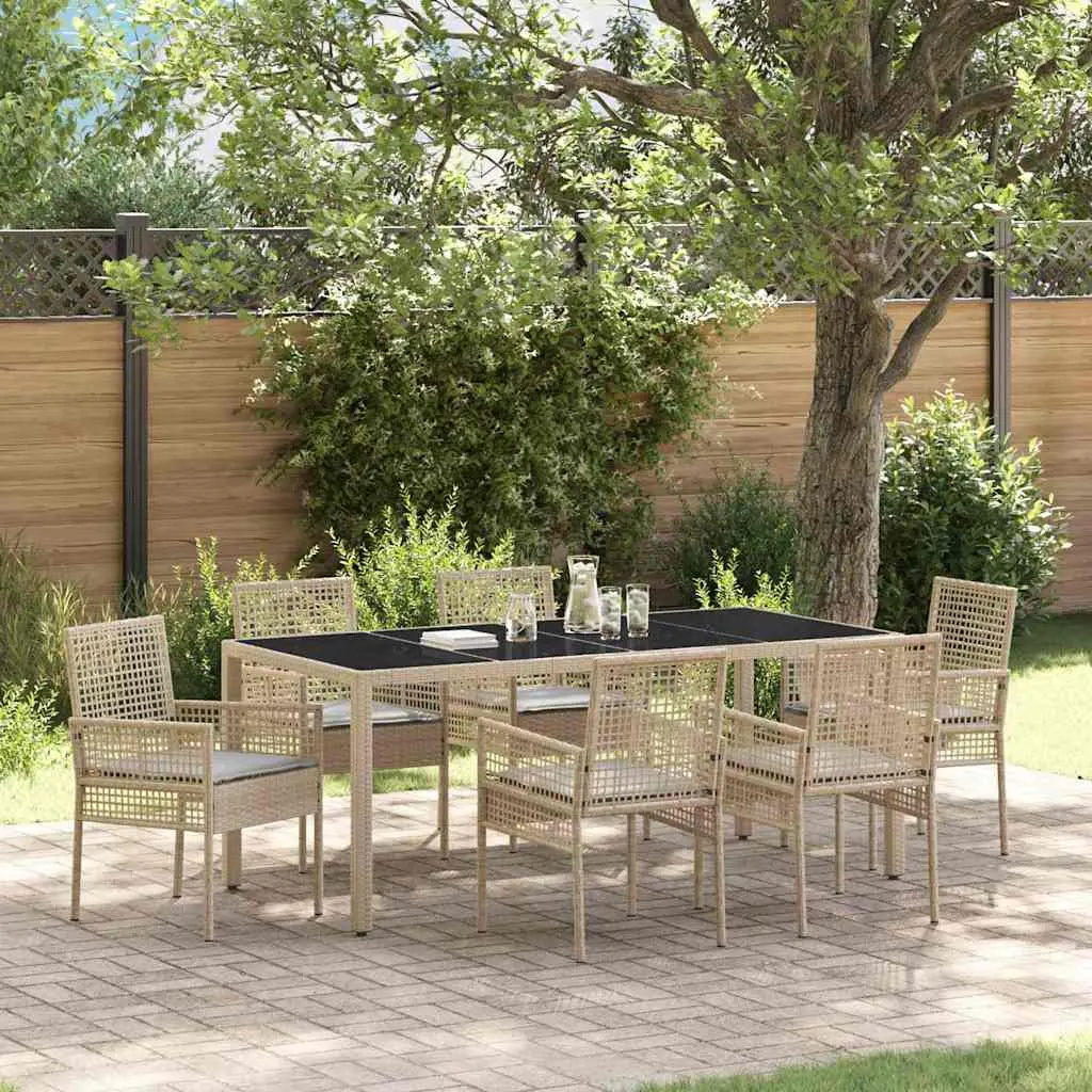 Ensemble de salle à manger pour jardin 7 pcs Beige polyrotin vidaXL 3334883 beige et gris clair