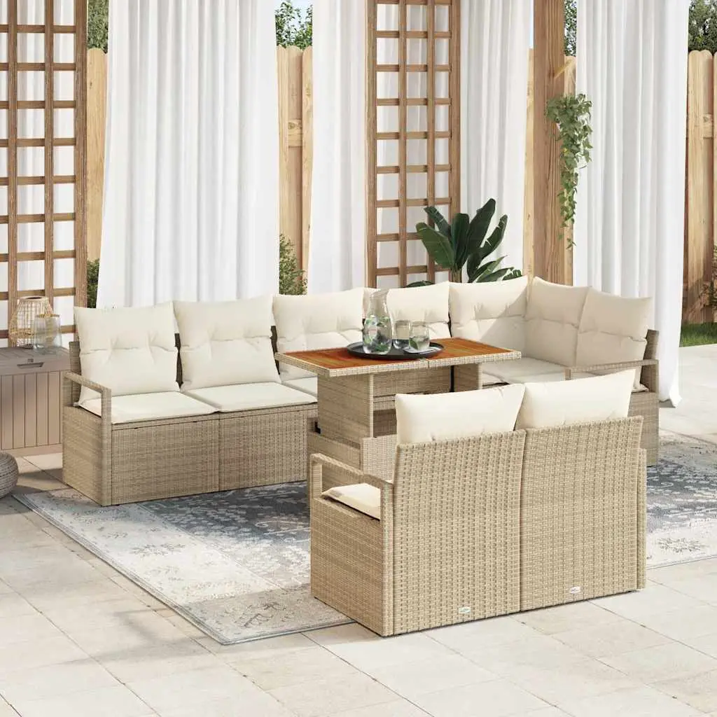 Ensemble d’Extérieur 9 pcs Résine Tressée avec Coffres et Table pour Jardin Beige – ComfortXL Outdoor Living
