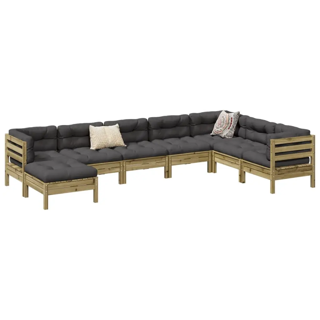 Ensemble de Jardin 8 Places en Pin Traité Autoclave Compact pour Grande Famille Anthracite – ComfortXL Outdoor Living