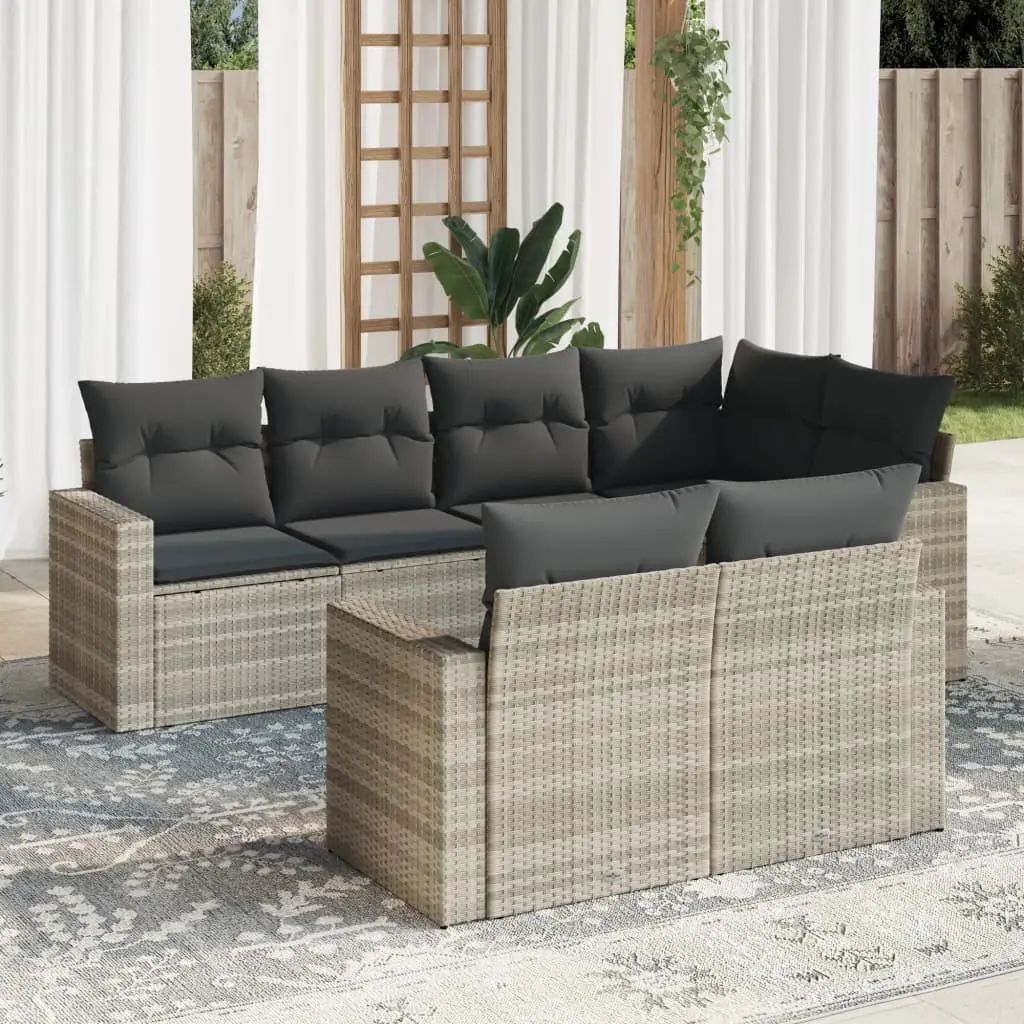 Ensemble canapé modulable résine tressée 7 pcs pour terrasse Gris Clair – ComfortXL Outdoor Living