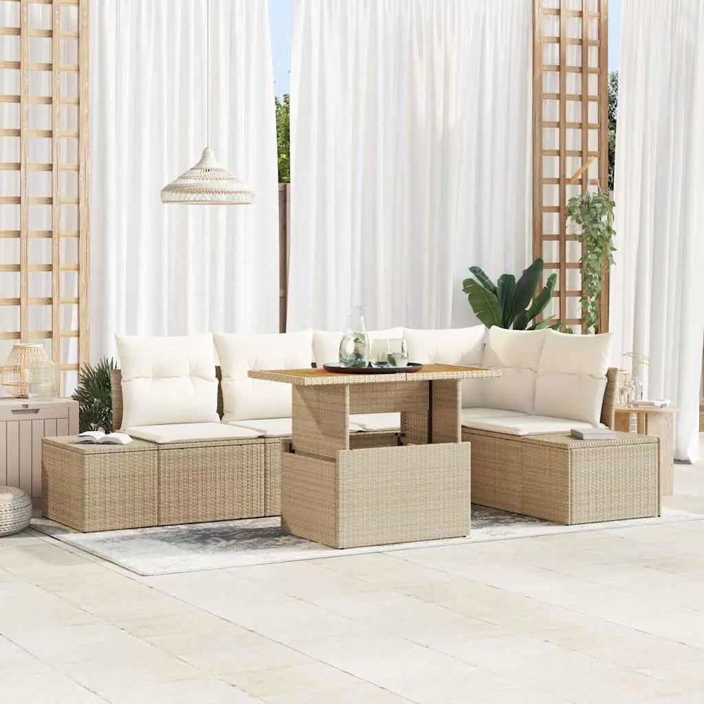 Ensemble de salle à manger pour jardin 6 pcs Beige et crème vidaXL 3349966 beige et crème
