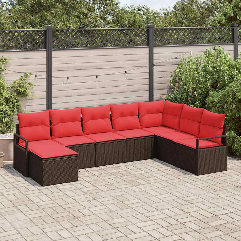 Ensemble de Canapés avec coussin 8 pcs Marron polyrotin vidaXL 3346504