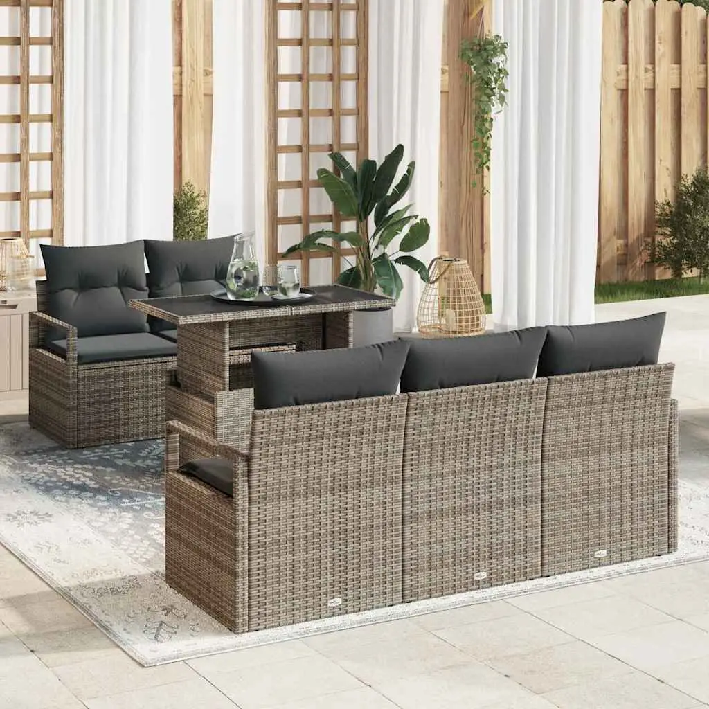 Ensemble de canapé de jardin avec stockage 6 pcs Gris polyrotin vidaXL 3348735