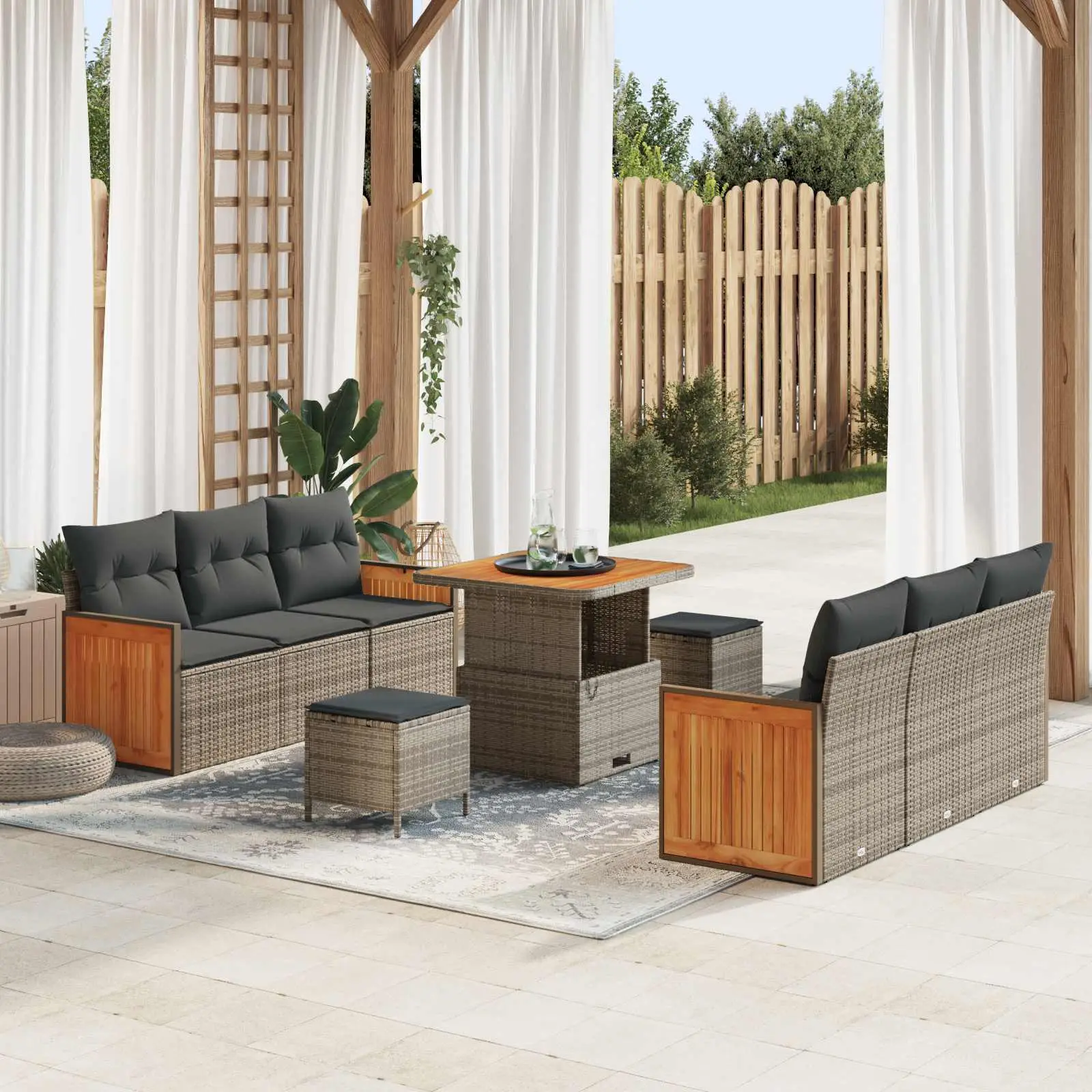 Ensemble de canapé de jardin avec coussin 9 pcs Gris vidaXL 3363128