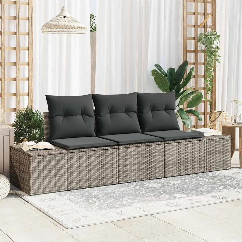 Ensemble de Canapés avec coussin 3 pcs Gris polyrotin vidaXL 3346919