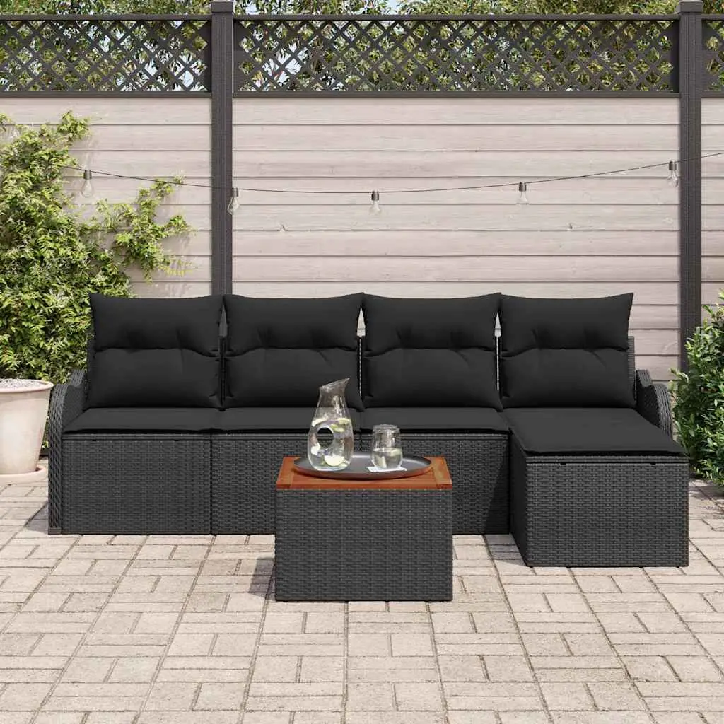 Ensemble de canapé de jardin avec stockage 6 pcs Noir polyrotin vidaXL 3356112