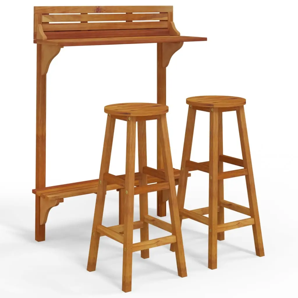 Ensemble de bar de balcon 3 pcs | Mobilier d’extérieur Bois d’acacia massif Maison Chic Brun