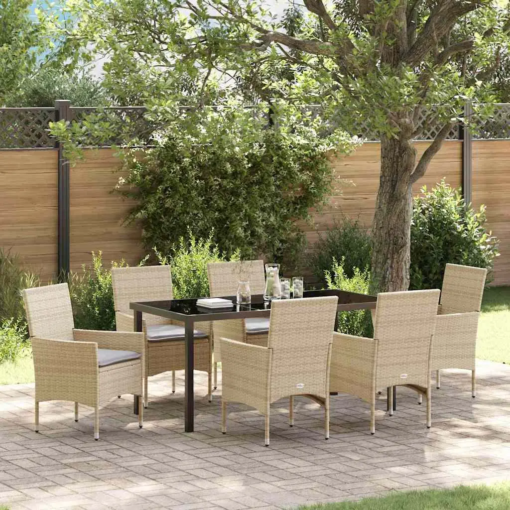 Ensemble de salle à manger pour jardin 7 pcs Beige polyrotin vidaXL 3379797 beige et gris clair