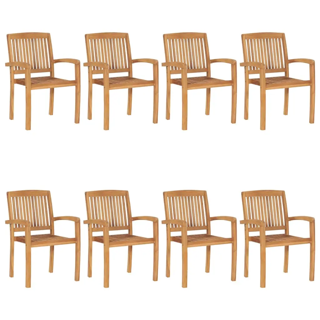 Ensemble de 8 Fauteuils de Terrasse Empilables en Bois de Teck Robuste pour Gain de Place Extérieur – ComfortXL Outdoor Living