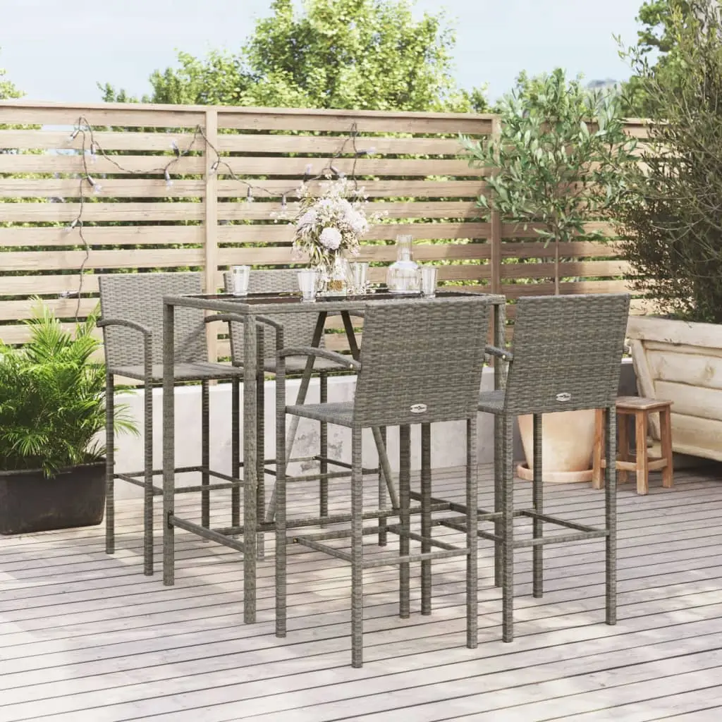 Ensemble de bar de jardin 5 pcs gris résine tressée vidaXL 3187655